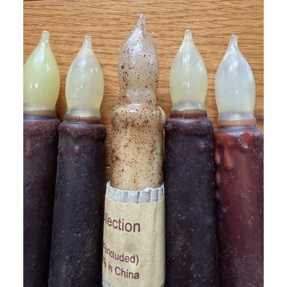 Set of 5 LED Taper Flicker Candles Beige/Dark Brown AA Batteries 6” - Picture 3 of 8